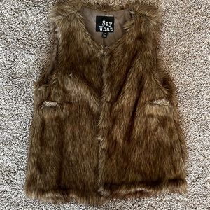 Faux Fur Vest Brown